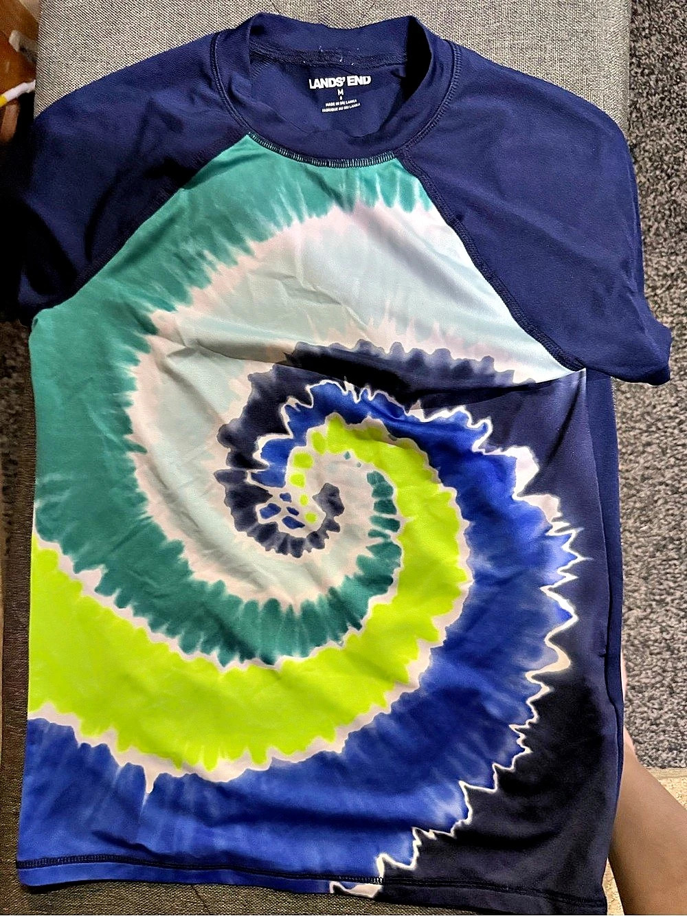 Lands' End Tie-Dye Short Sleeve Tee in Blue & Green